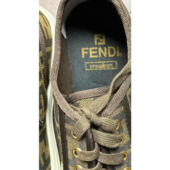 Fendi Domino Style Brown FF Monogram Canvas Sneakers Size 39 - Picture 3 of 5